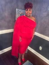 Load image into Gallery viewer, "Steppin Out" Midi Cape Dress
